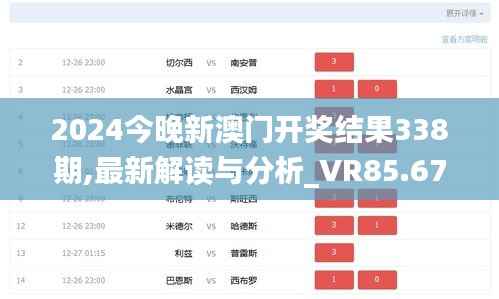 2024今晚新澳门开奖结果338期,最新解读与分析_VR85.671-8