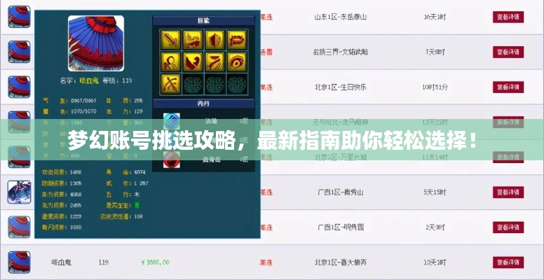 梦幻账号挑选攻略,最新指南助你轻松选择!