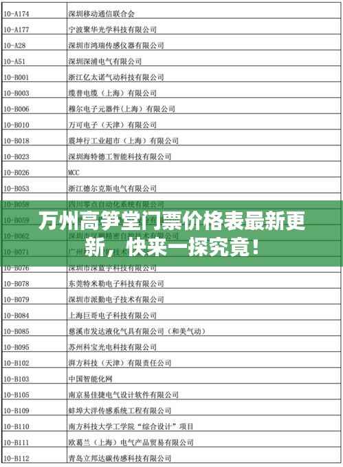 万州高笋堂门票价格表最新更新，快来一探究竟！